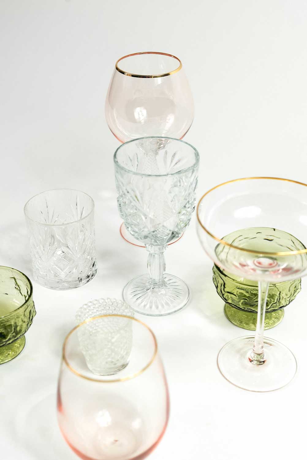 pastel colored glasses on a table